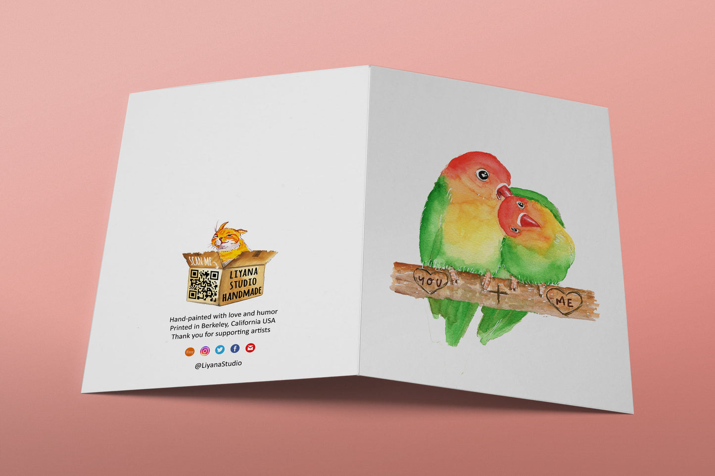 Lovebird Couple Valentine's Day Card For Wife - Cute Anniversary Card For Boyfriend - Custom Anniversary Card For Husband