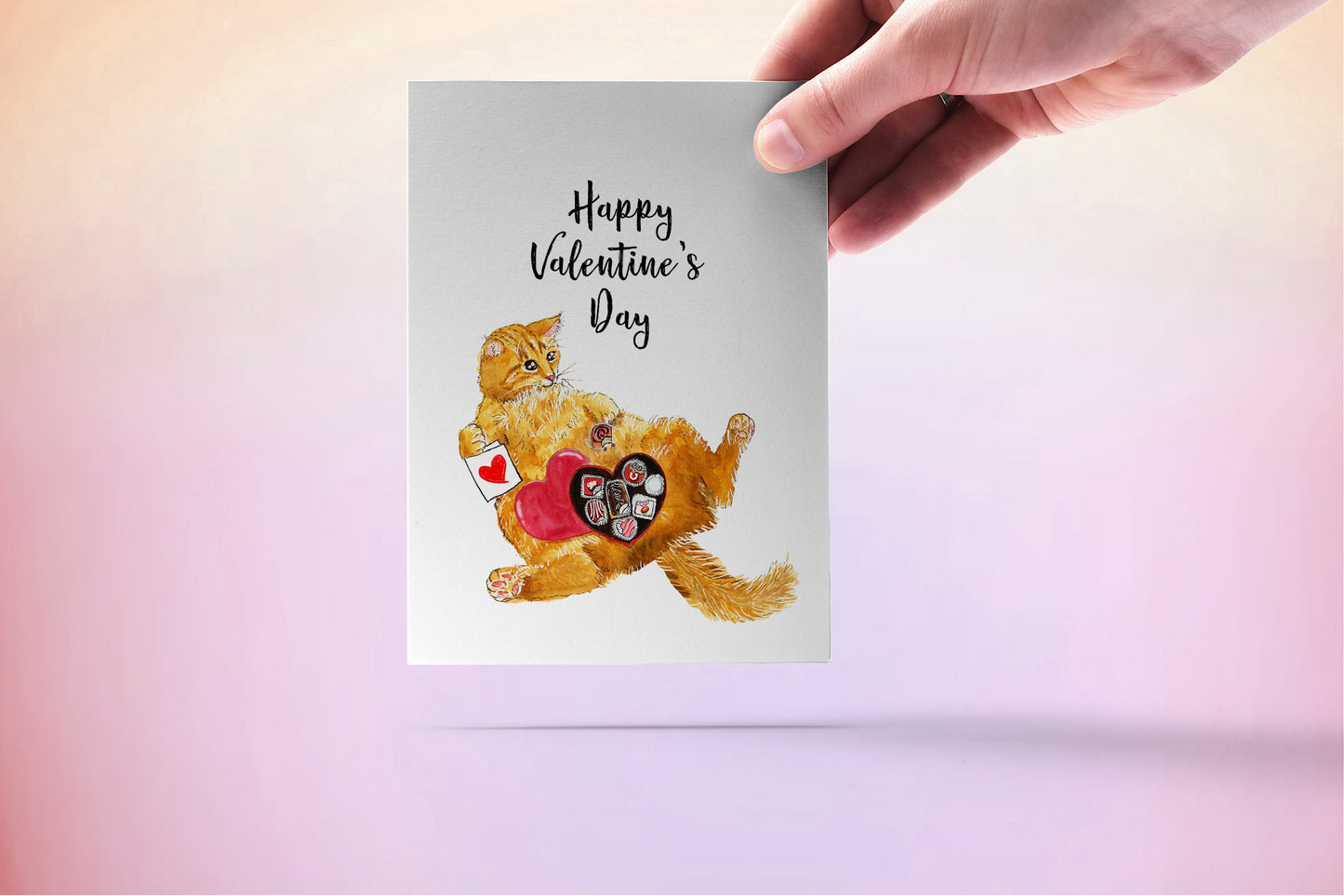Chocolate Cat Valentines Day Card For Boyfriend - Orange Cats Lover Galentines Day Card For girlfriend - Valentines Husband Card For Him