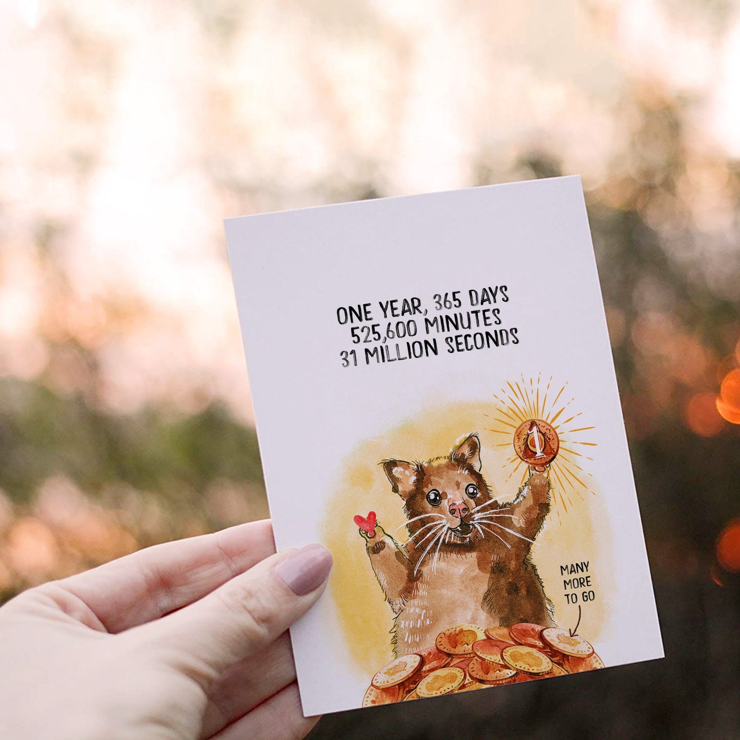 One Year Sober Card - 1 Year Sobriety Card For Friend - Positive Possum Custom Personalization Gift