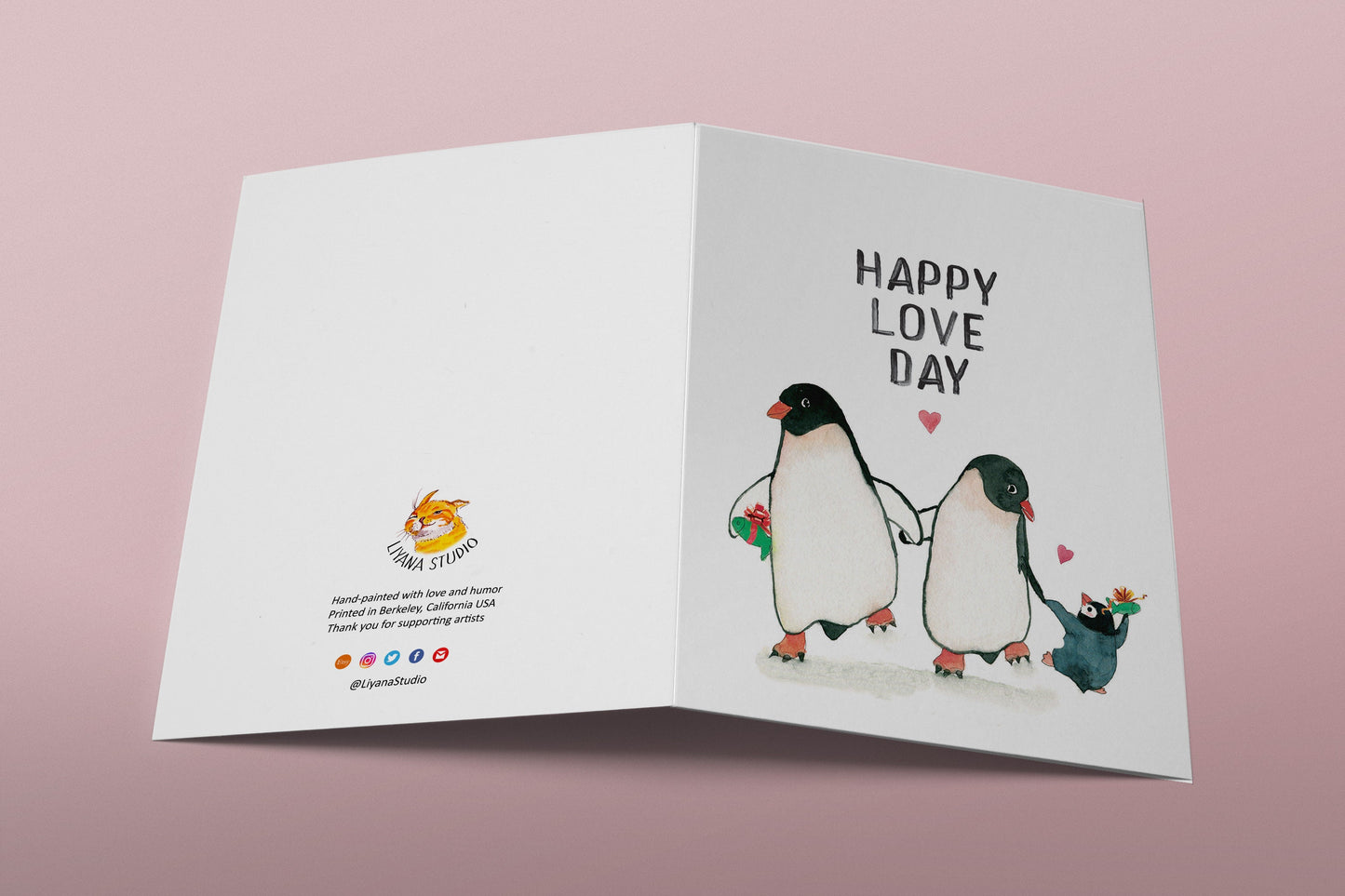 Mom Dad Penguin Valentines Card For Husband - Happy Love Day - Anniversary Card From Baby - Romantic Cards For Couples