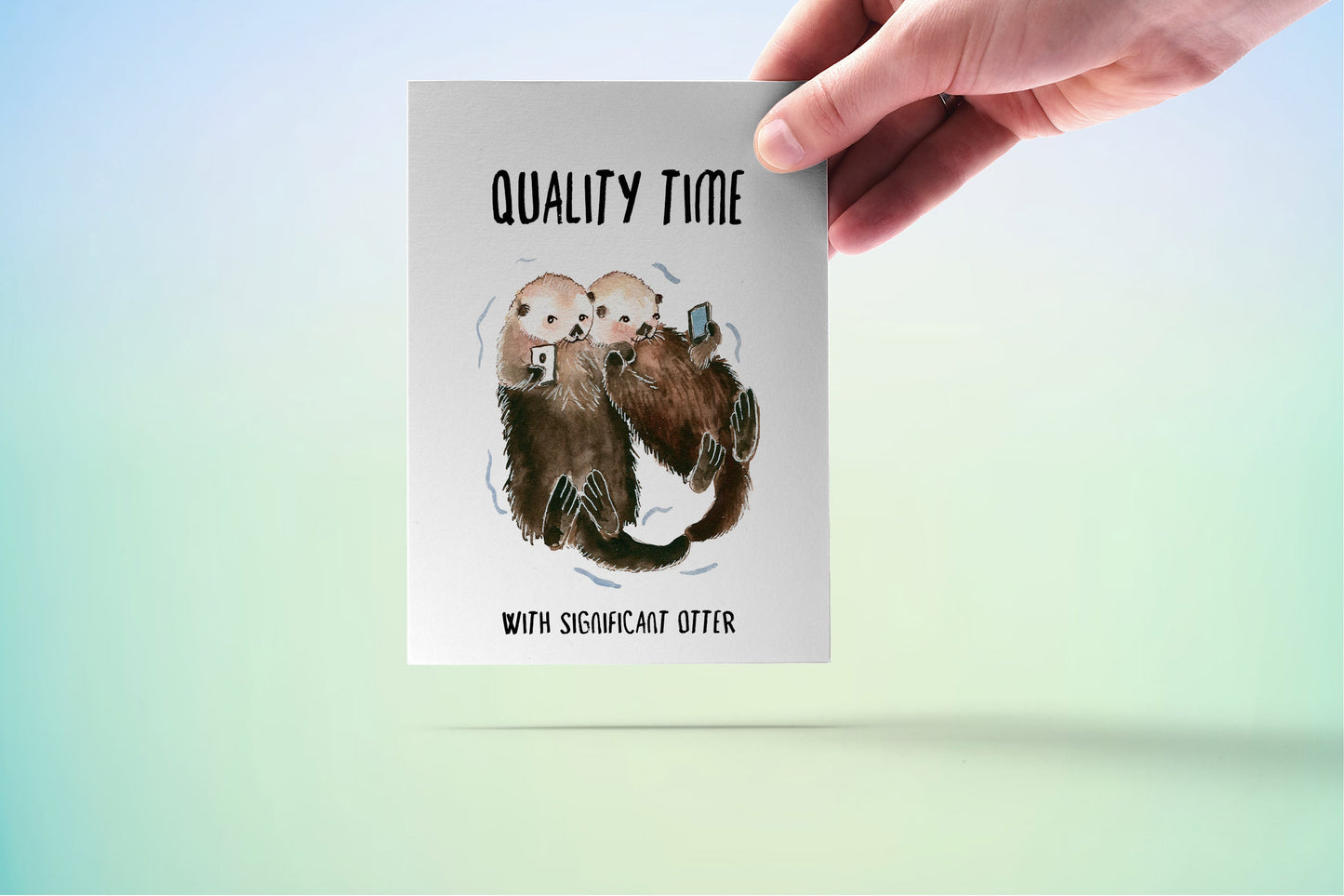 Otter Couple Valentines Day Card For Him - Anniversary Card For Husband- Funny Valentine Card For Boyfriend - Cell Phone Lover