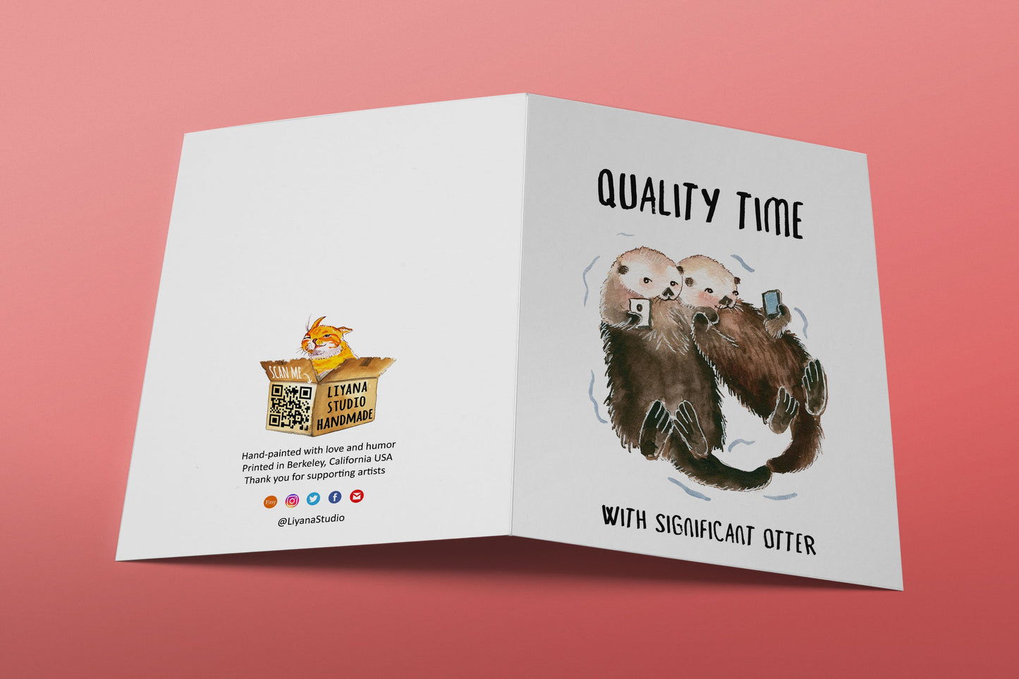 Otter Couple Valentines Day Card For Him - Anniversary Card For Husband- Funny Valentine Card For Boyfriend - Cell Phone Lover