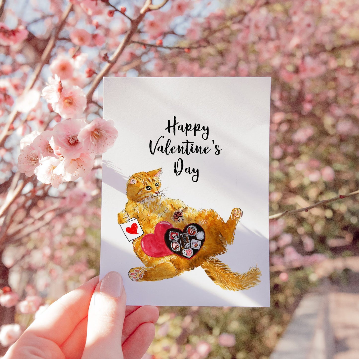 Chocolate Cat Valentines Day Card For Boyfriend - Orange Cats Lover Galentines Day Card For girlfriend - Valentines Husband Card For Him