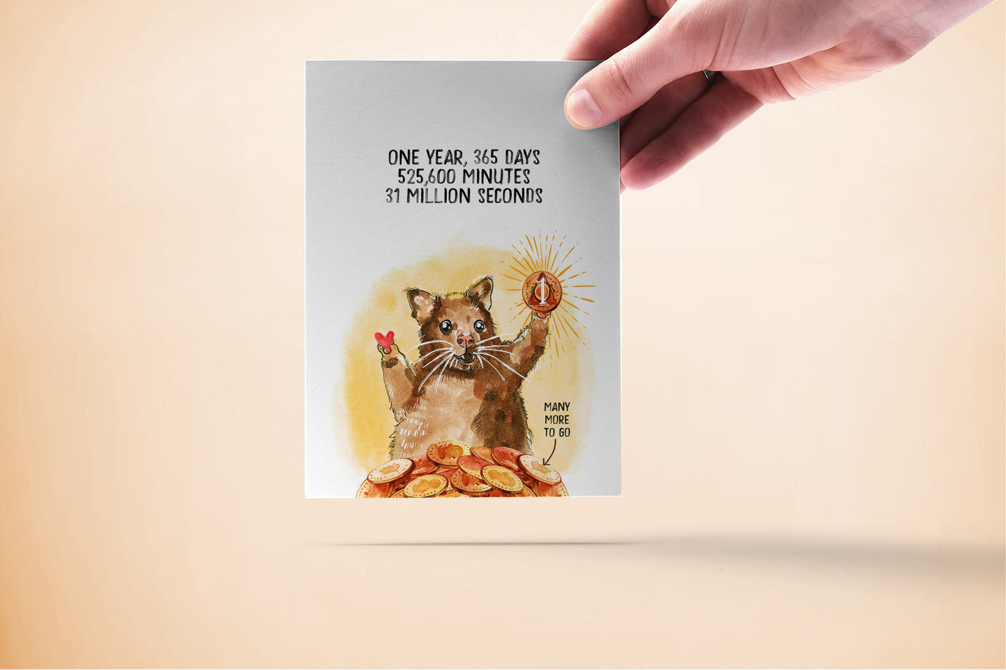 One Year Sober Card - 1 Year Sobriety Card For Friend - Positive Possum Custom Personalization Gift