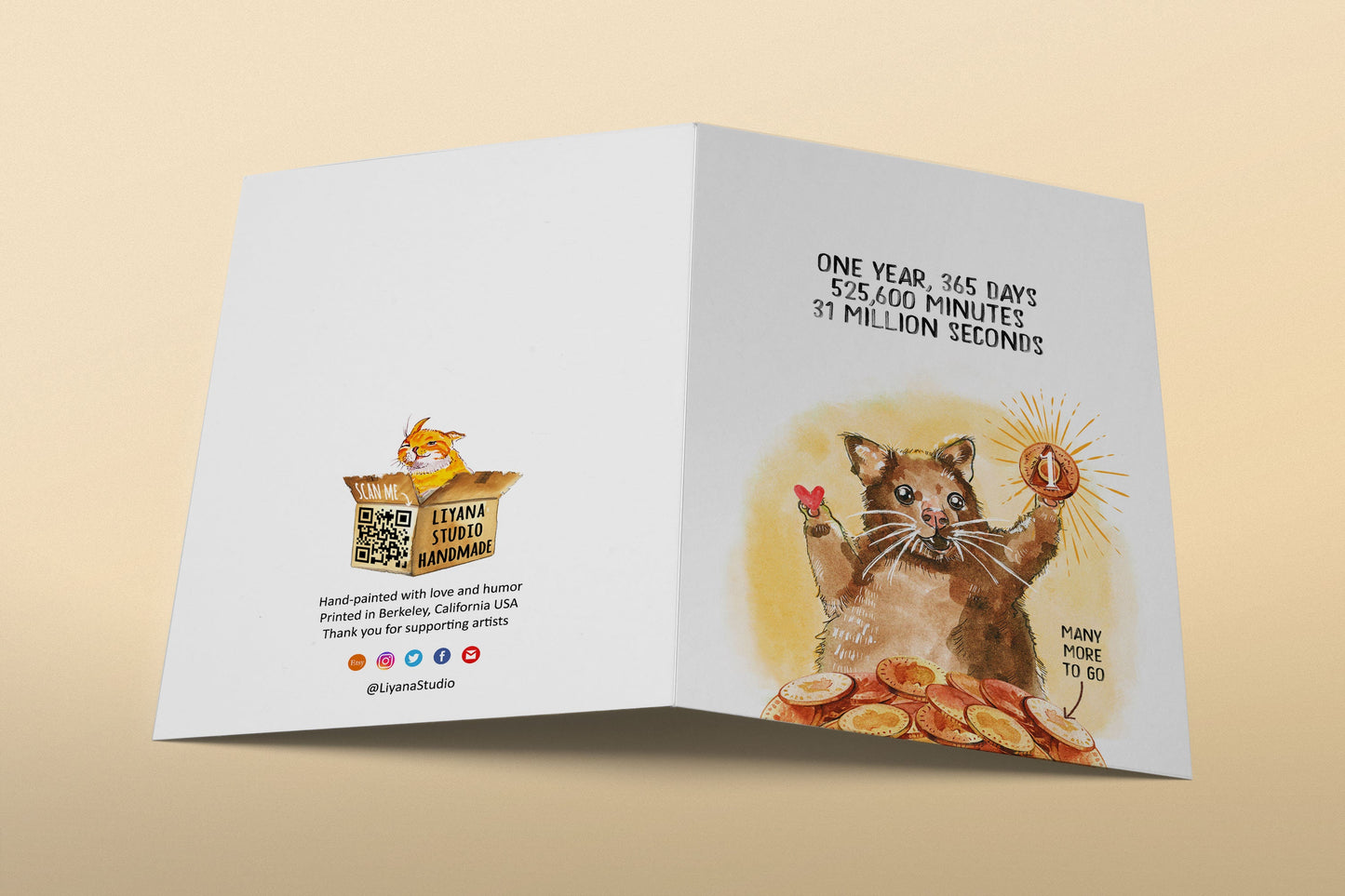 One Year Sober Card - 1 Year Sobriety Card For Friend - Positive Possum Custom Personalization Gift