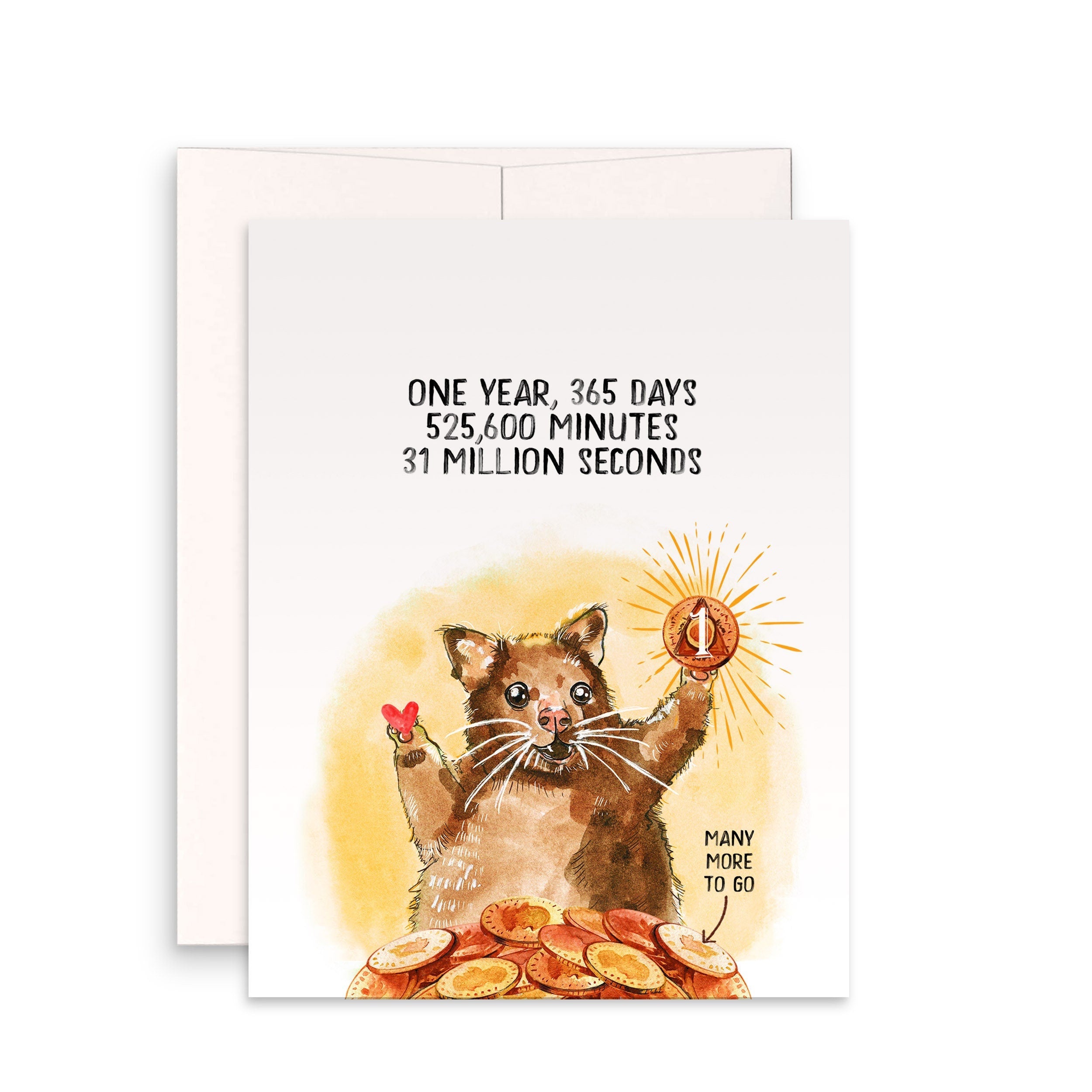 One Year Sober Card - 1 Year Sobriety Card For Friend - Positive