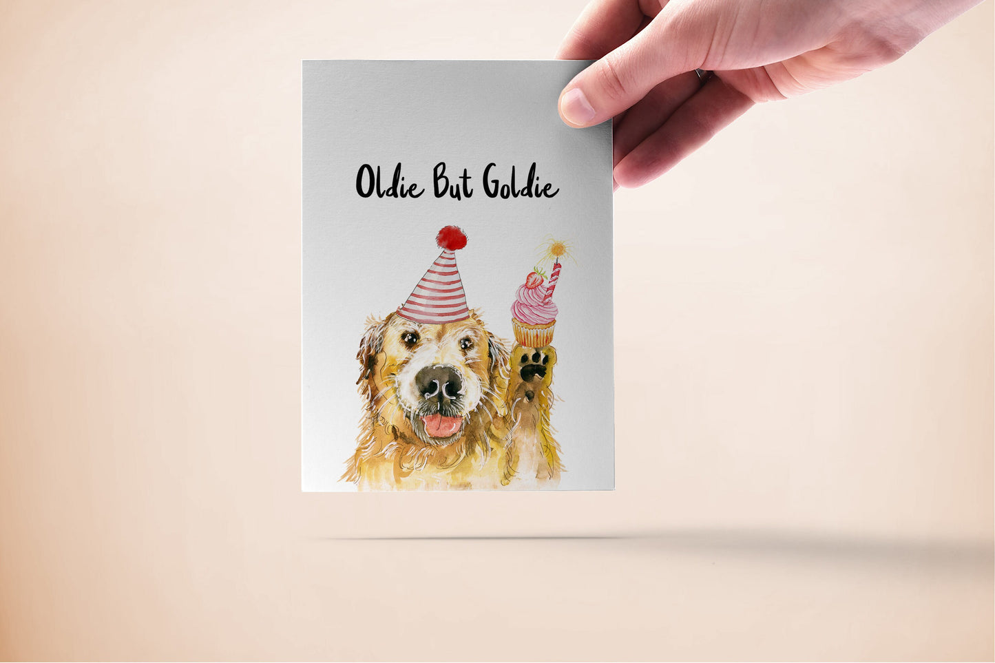 Oldie Goldie Dog Birthday Card Funny - 60th Birthday Gift From The Dog - Golden Retriever Dog Card