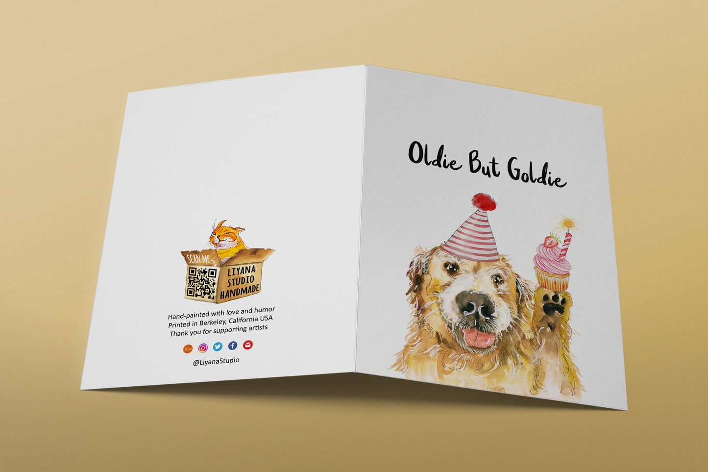 Oldie Goldie Dog Birthday Card Funny - 60th Birthday Gift From The Dog - Golden Retriever Dog Card