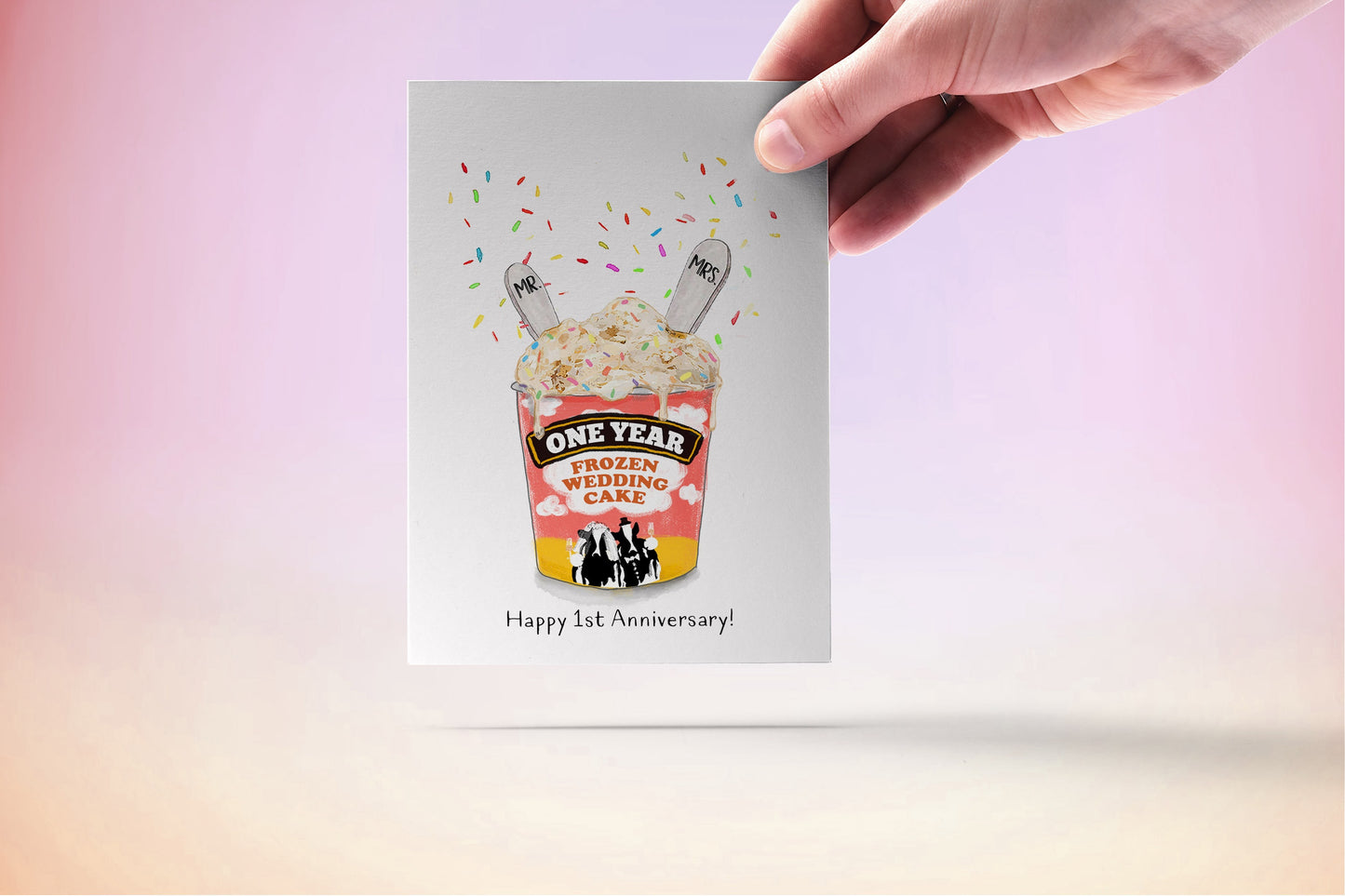 1st Wedding Anniversary Card For Him - Frozen Wedding Cake Tradition - Funny Anniversary Gifts For Husband