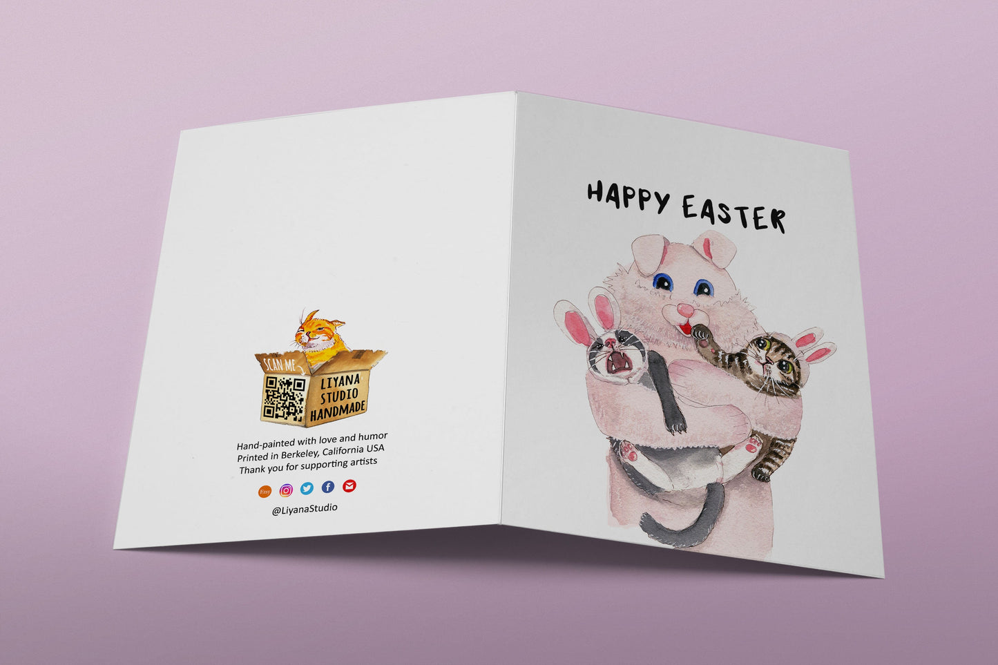 Funny Easter Cards For Best Friends - Creepy Rabbit Cats Easter Cards
