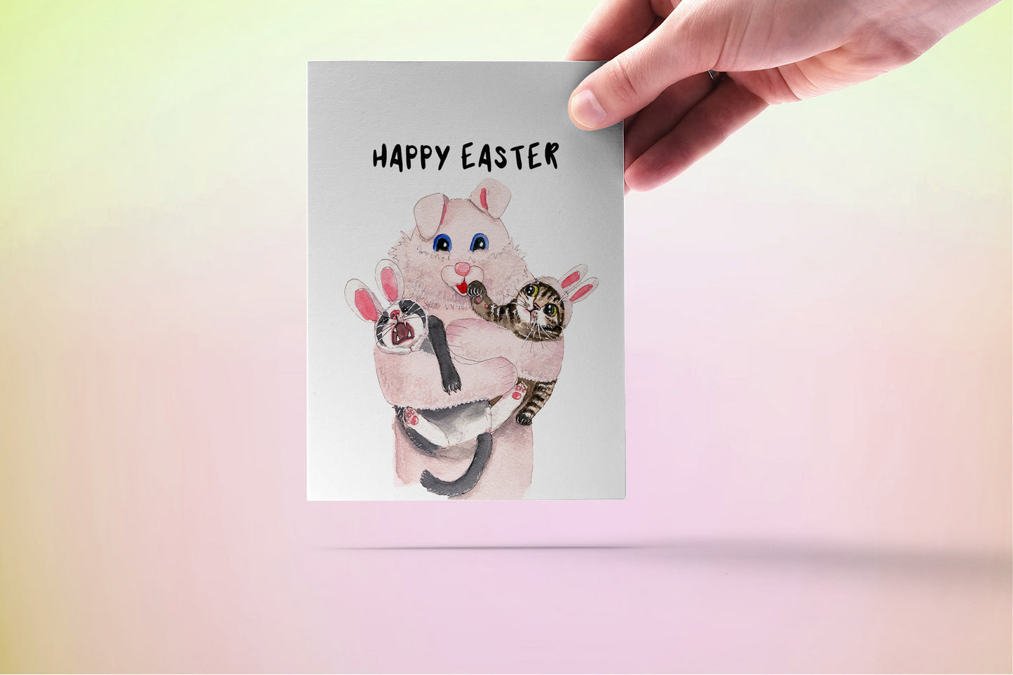 Funny Easter Cards For Best Friends - Creepy Rabbit Cats Easter Cards