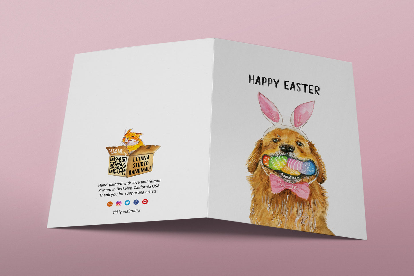Golden Retriever Dog Funny Easter Cards For Kids - Watercolor Egg Easter Gifts For Granddaughter
