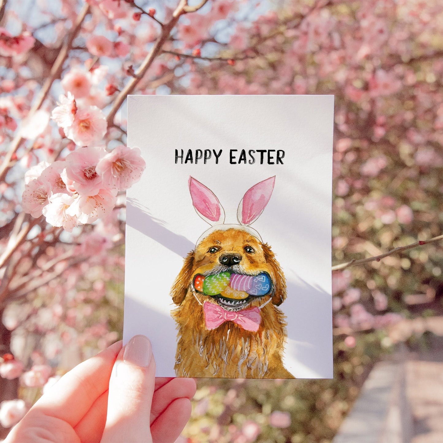 Golden Retriever Dog Funny Easter Cards For Kids - Watercolor Egg Easter Gifts For Granddaughter