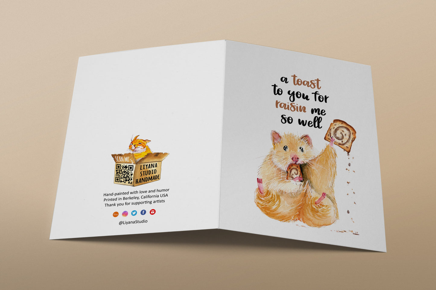 Hamster Cute Mothers Day Card Funny - Toast For Raisin Me - Happy Mother's Day Gift From Daughter