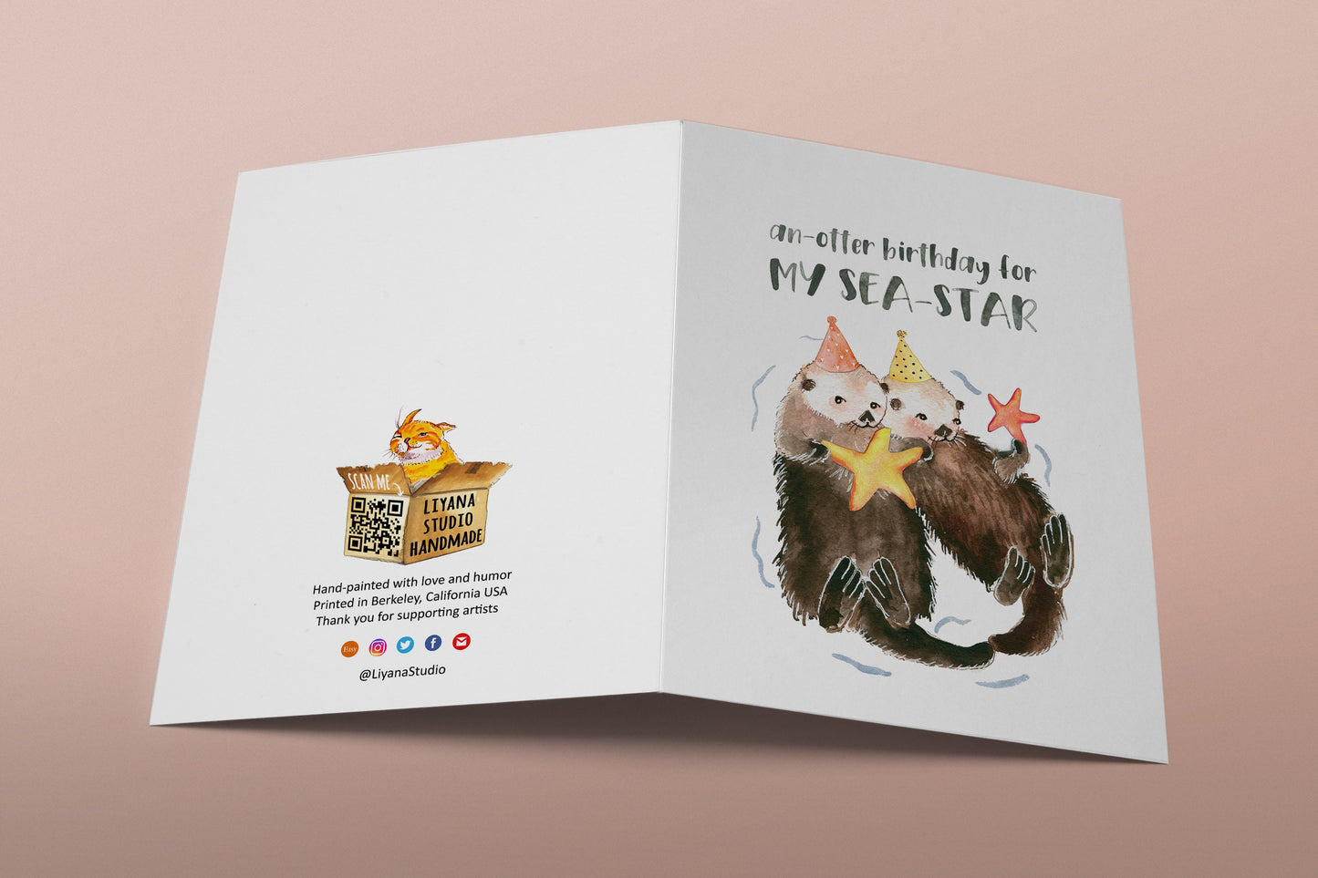 Sea Otter Sister Birthday Card Funny - An-Otter Happy Birthday Card To My Sea Star