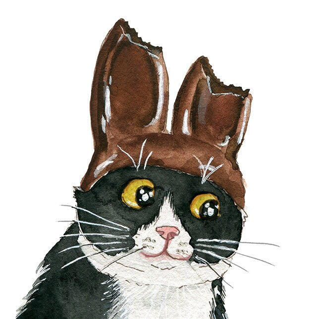 Naughty Cat Easter Cards For Kids - Funny Easter Card For Tuxedo Cats Lovers