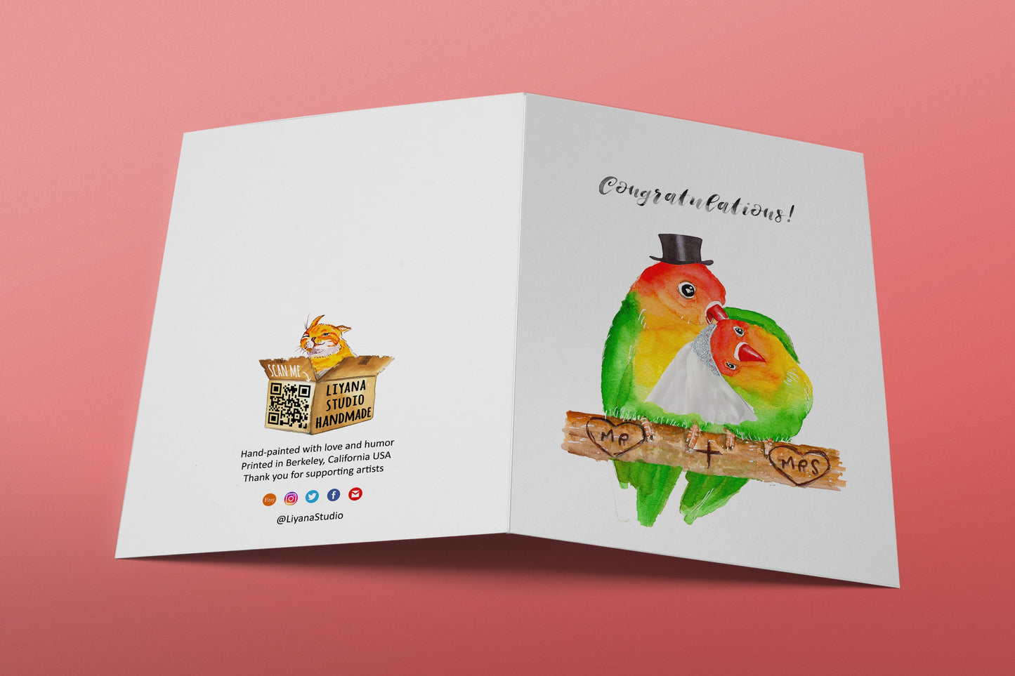 Lovebird Couple Bird Wedding Card Funny - Wedding Congratulations Cards For Bird Lovers