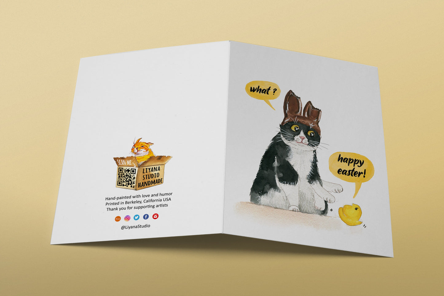 Naughty Cat Easter Cards For Kids - Funny Easter Card For Tuxedo Cats Lovers