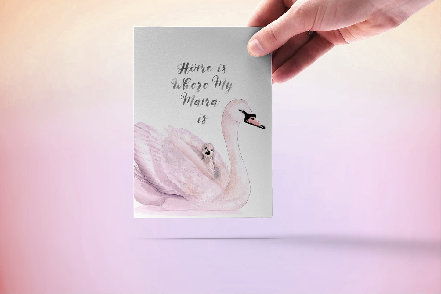 Swan Mom And Baby Mother's Day Card Funny - Home Is Where Mom Is - Birthday Card For Mom From Daughter