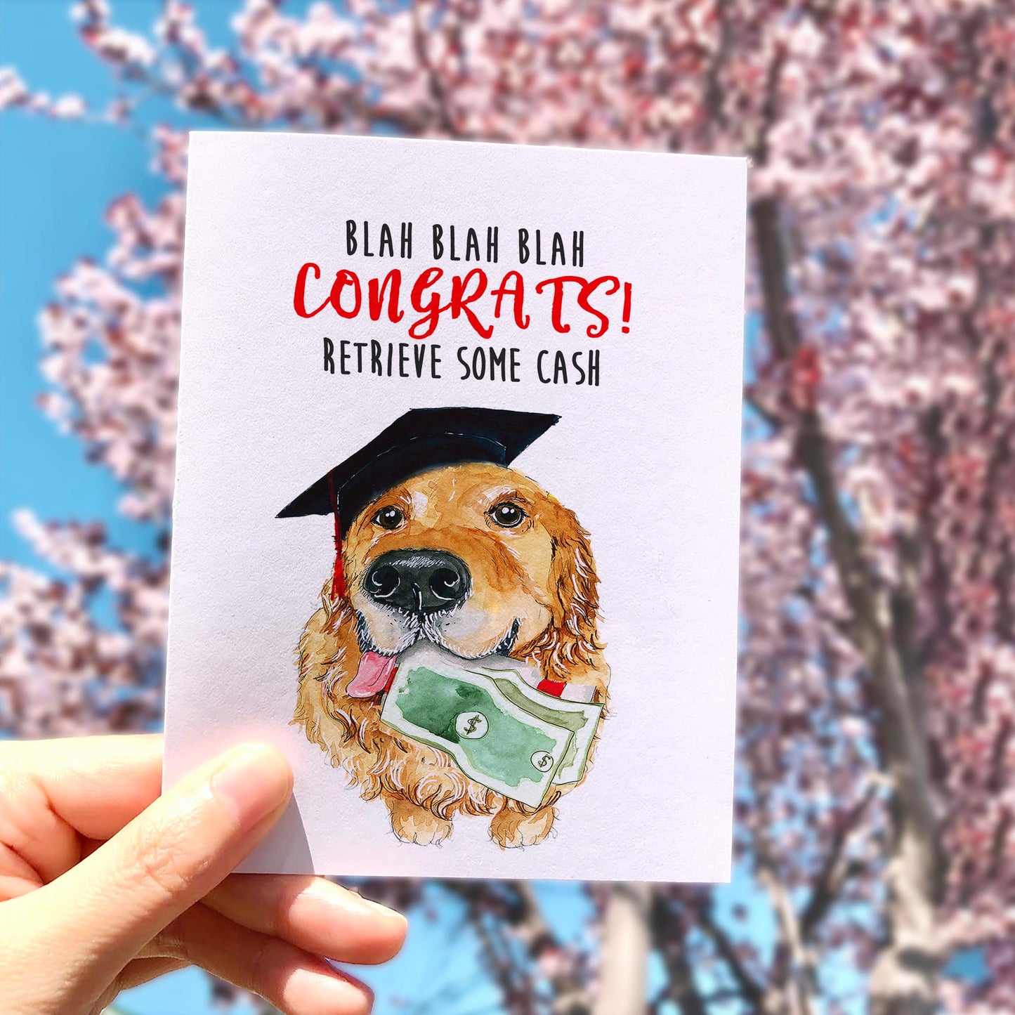 Golden Retriever Dog Graduation Cards Funny - Money Holder Cash Enclosed Card