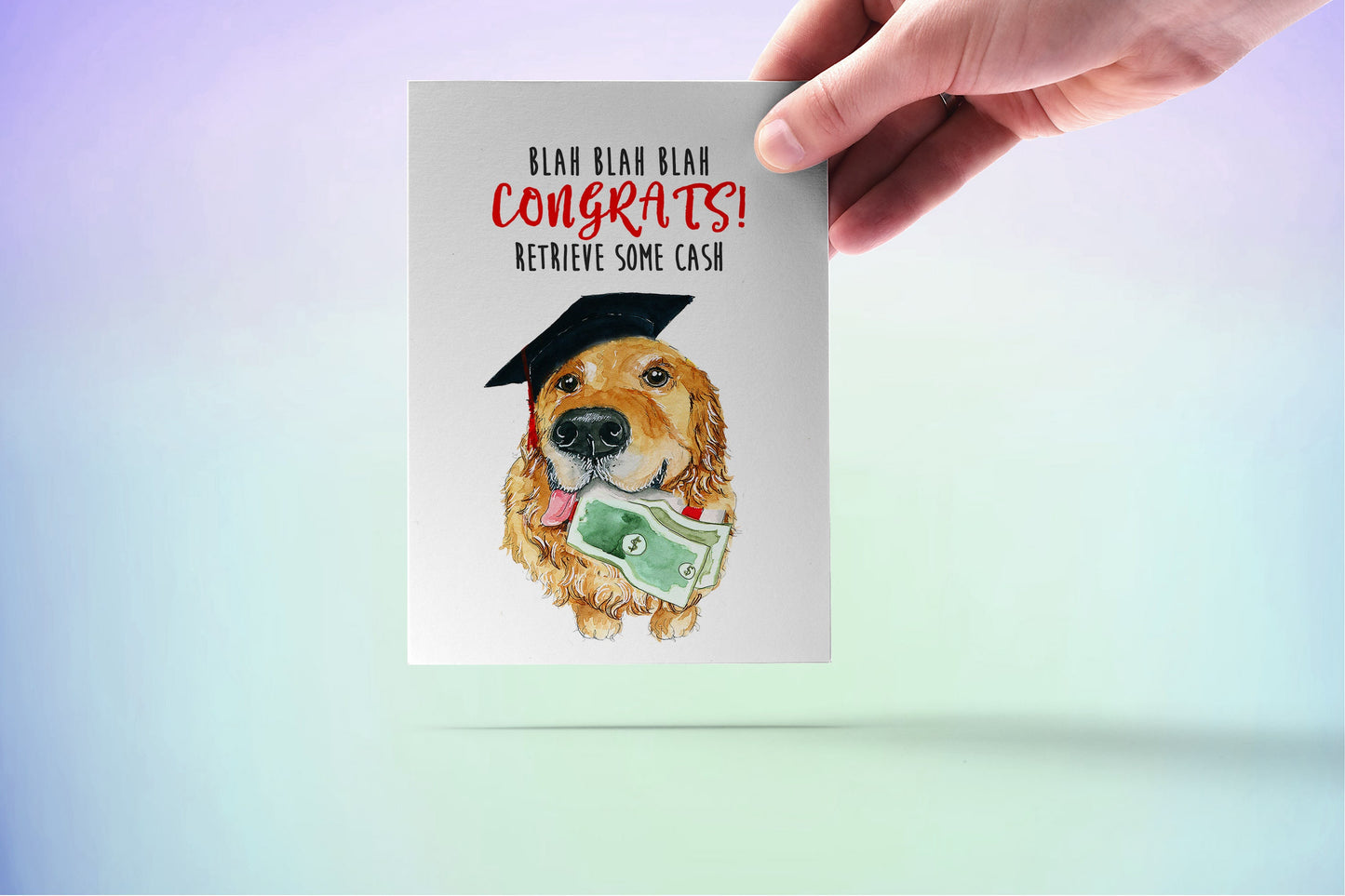 Golden Retriever Dog Graduation Cards Funny - Money Holder Cash Enclosed Card