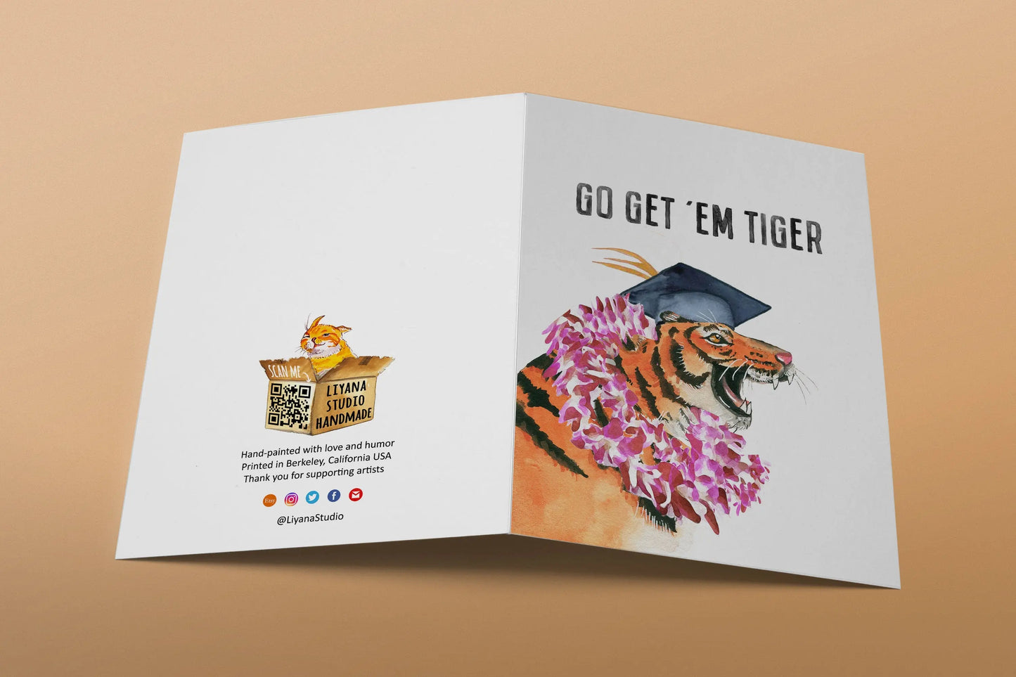 Funny Graduation Card 2022 - Go Get Em Tiger Graduation Gift For Daughter - Orchid Flower Lei Grad Congratulations Cards