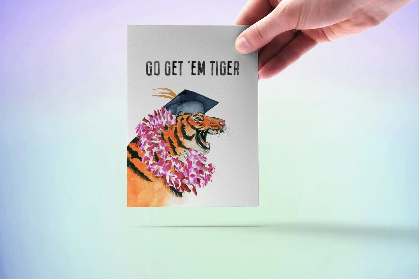 Funny Graduation Card 2022 - Go Get Em Tiger Graduation Gift For Daughter - Orchid Flower Lei Grad Congratulations Cards