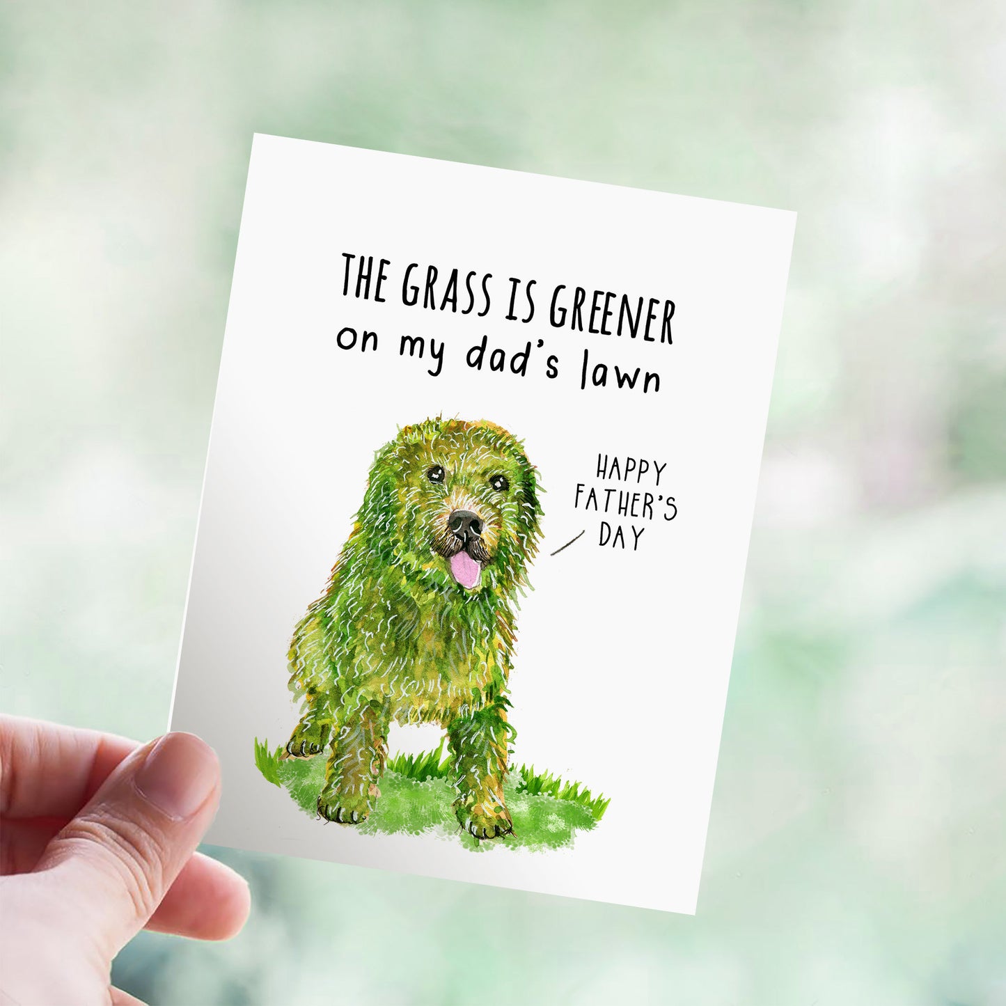 Greener Lawn Dog Dad Card - Happy Father's Day Card Funny - Unique Fathers Day Gift From Son