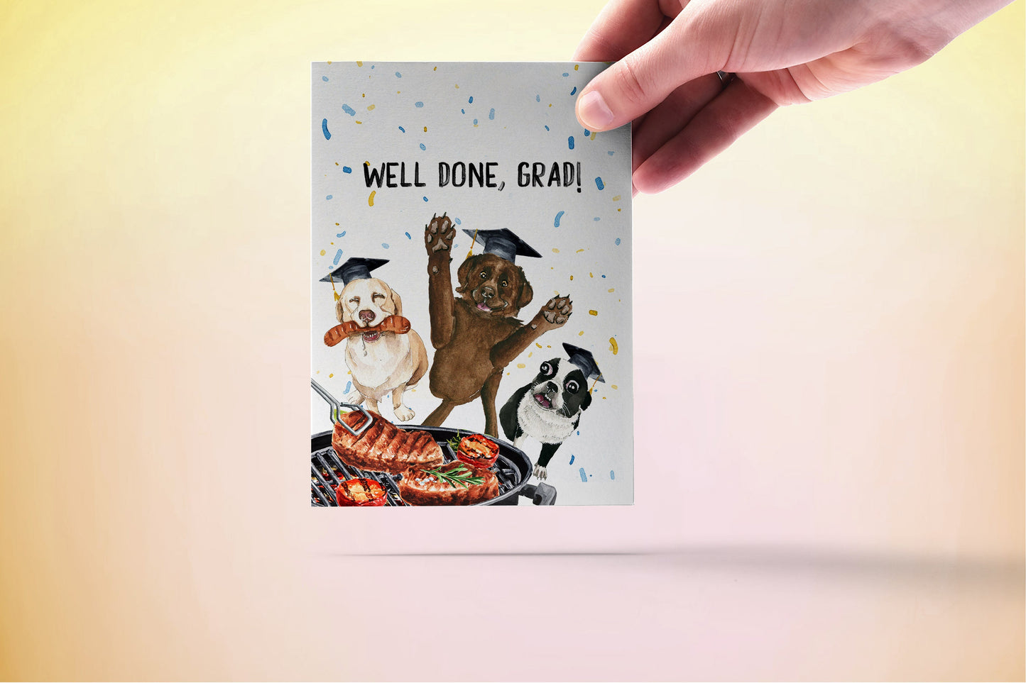 BBQ Dog Graduation Cards Funny - Steak Well Done Grads - Congratulations Card For Dog Lovers