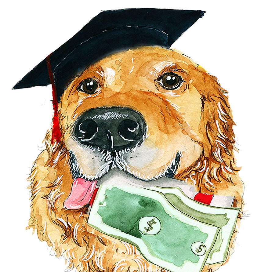 Golden Retriever Dog Graduation Cards Funny - Money Holder Cash Enclosed Card
