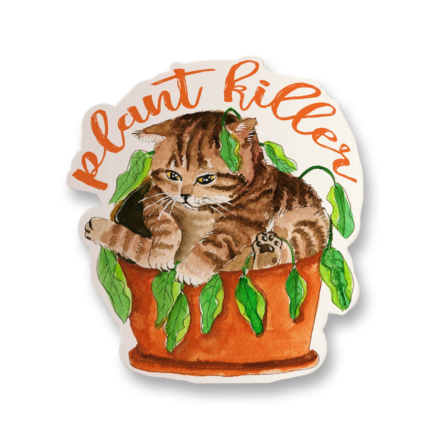 Plant Killer Cat Stickers For Plant Mom - Funny Waterproof Stickers For Cat Lover - Dead Plants Sticker For Gardener Gifts