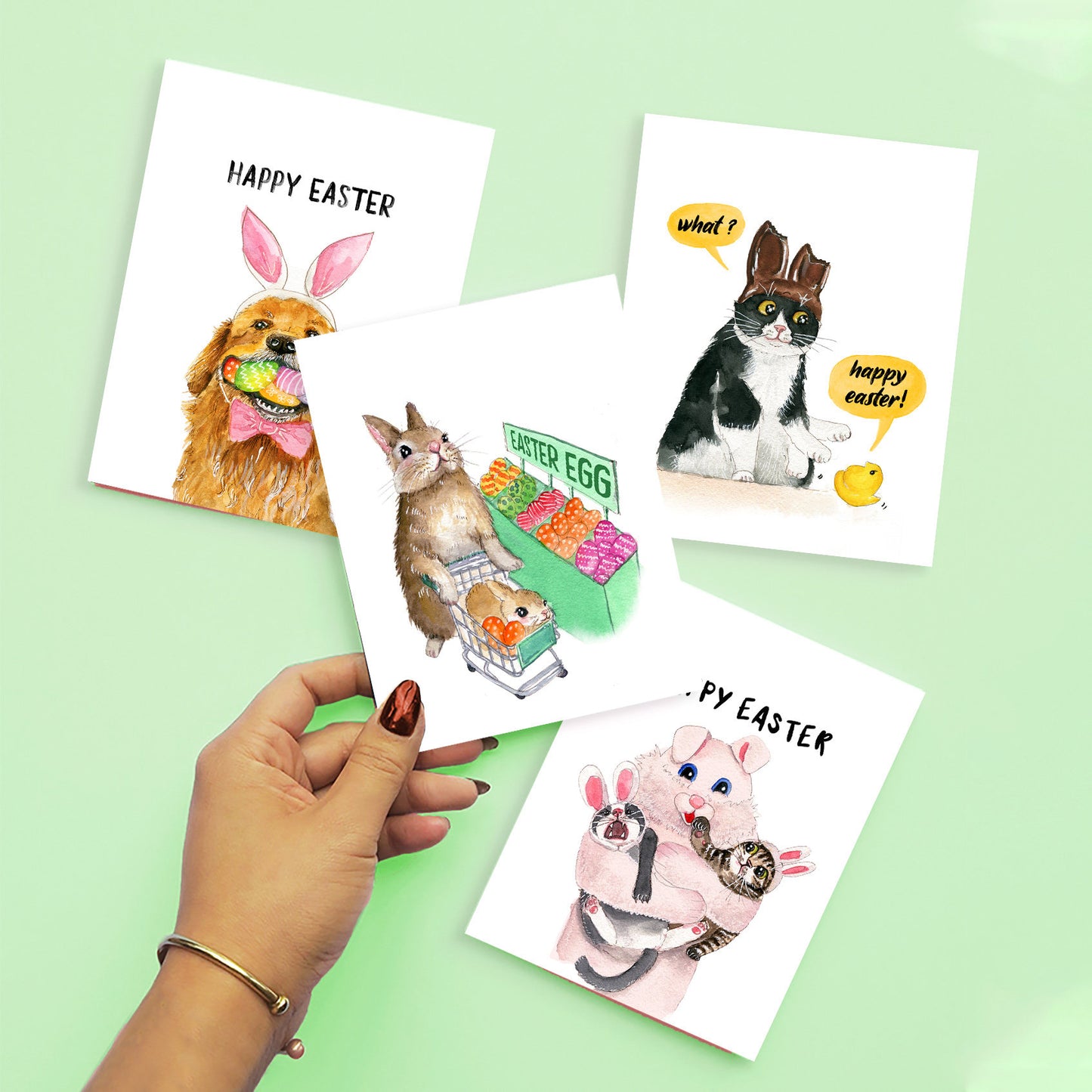 Funny Easter Cards For Best Friends - Creepy Rabbit Cats Easter Cards