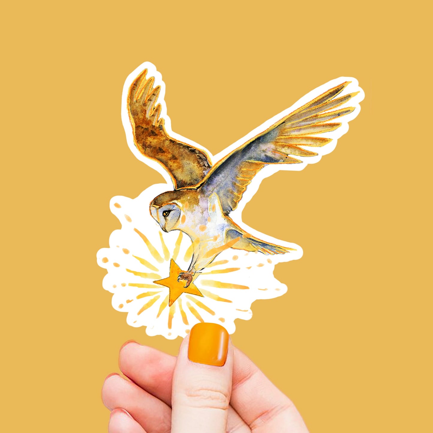 Barn Owl Star Bird Stickers - Watercolor Owl Sticker For Birds Lover - Owl Gifts For Her - Waterproof Decal Liyana Studio