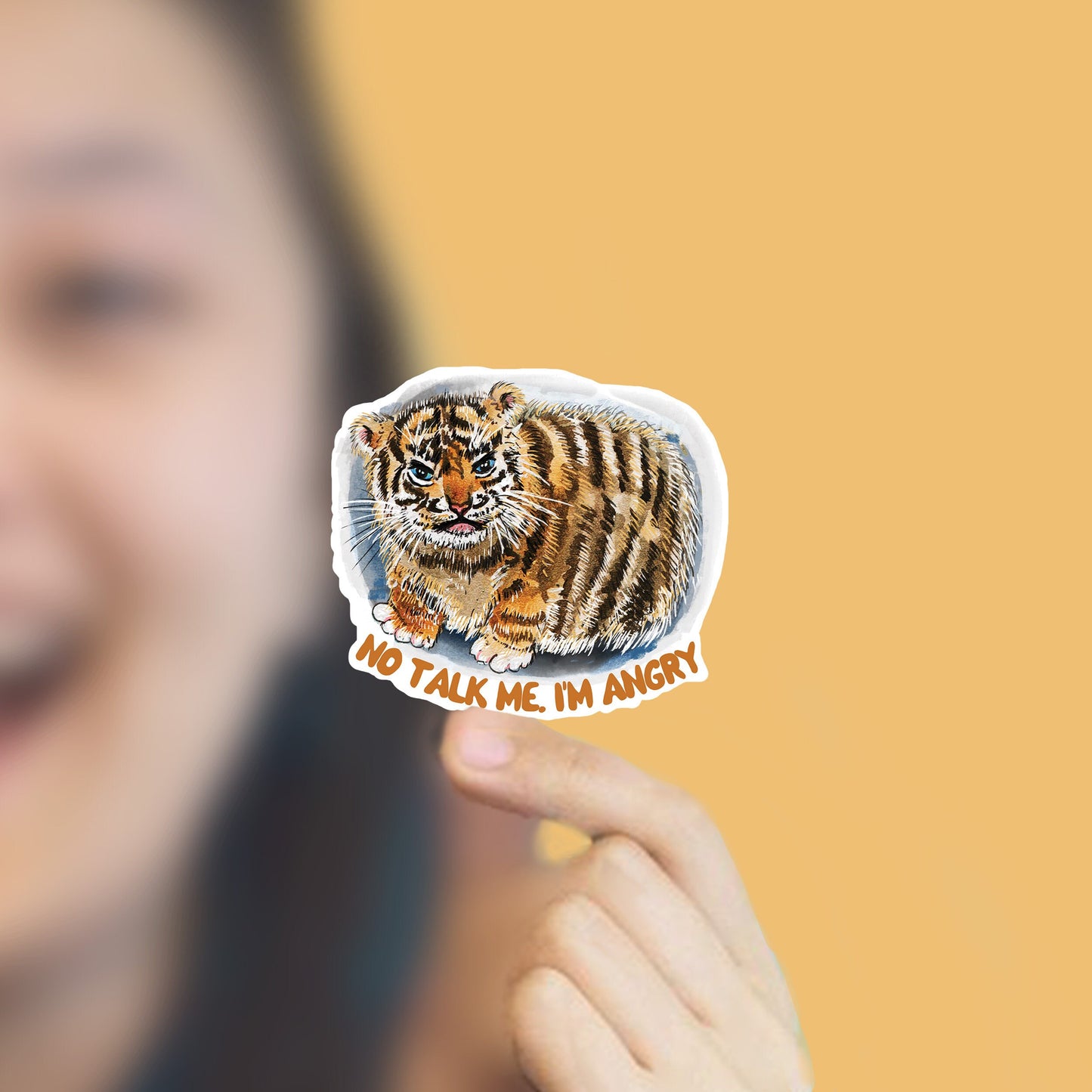 Angry Baby Tiger Sticker - No Talk Me Angry Meme Sticker - Waterproof Vinyl Sticker For Waterbottle - Liyana Studio