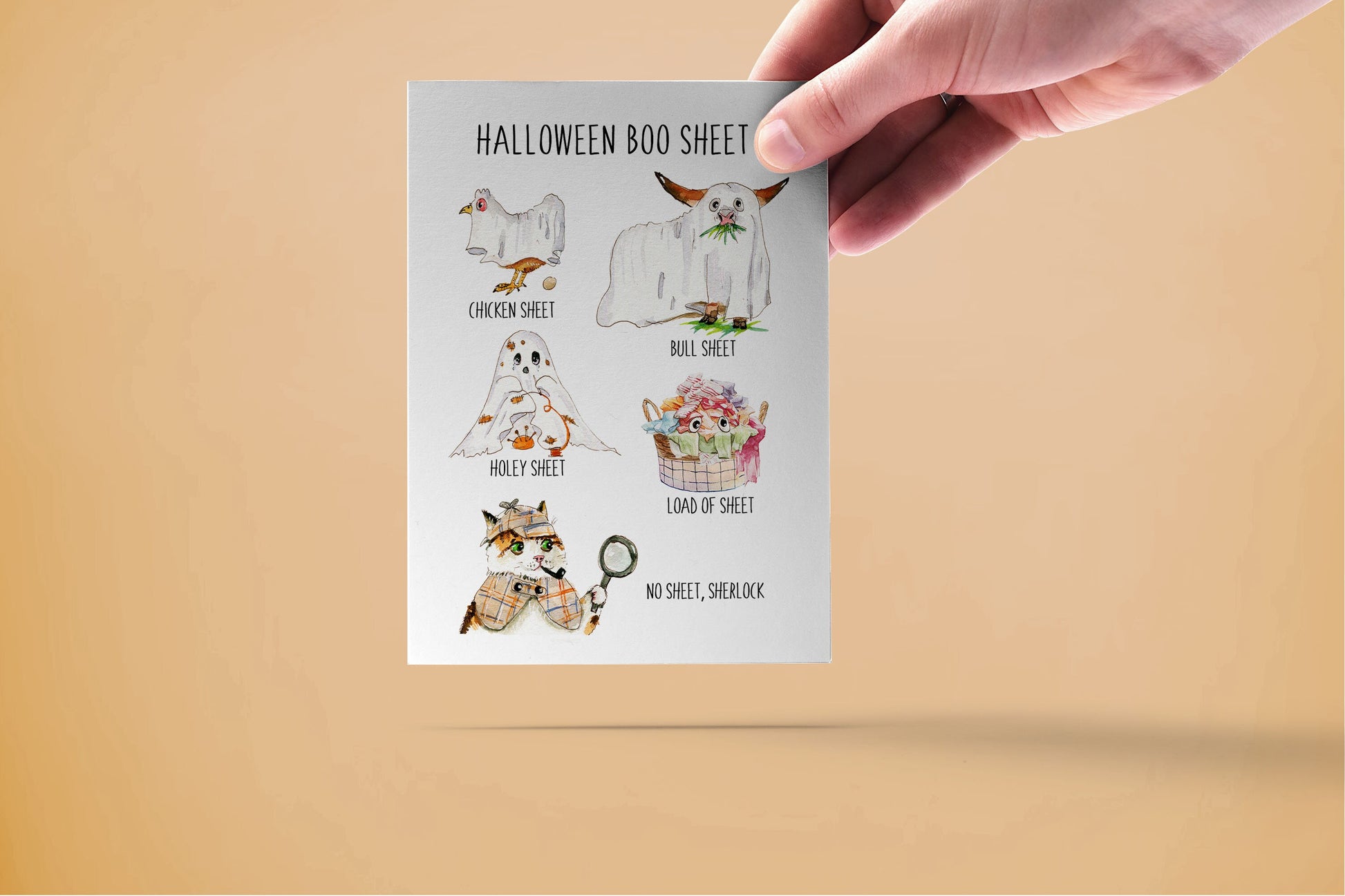 Boo Sheet Funny Halloween Cards Set - Costume Party Halloween Card - Ghost Spooky Season Gifts For Her