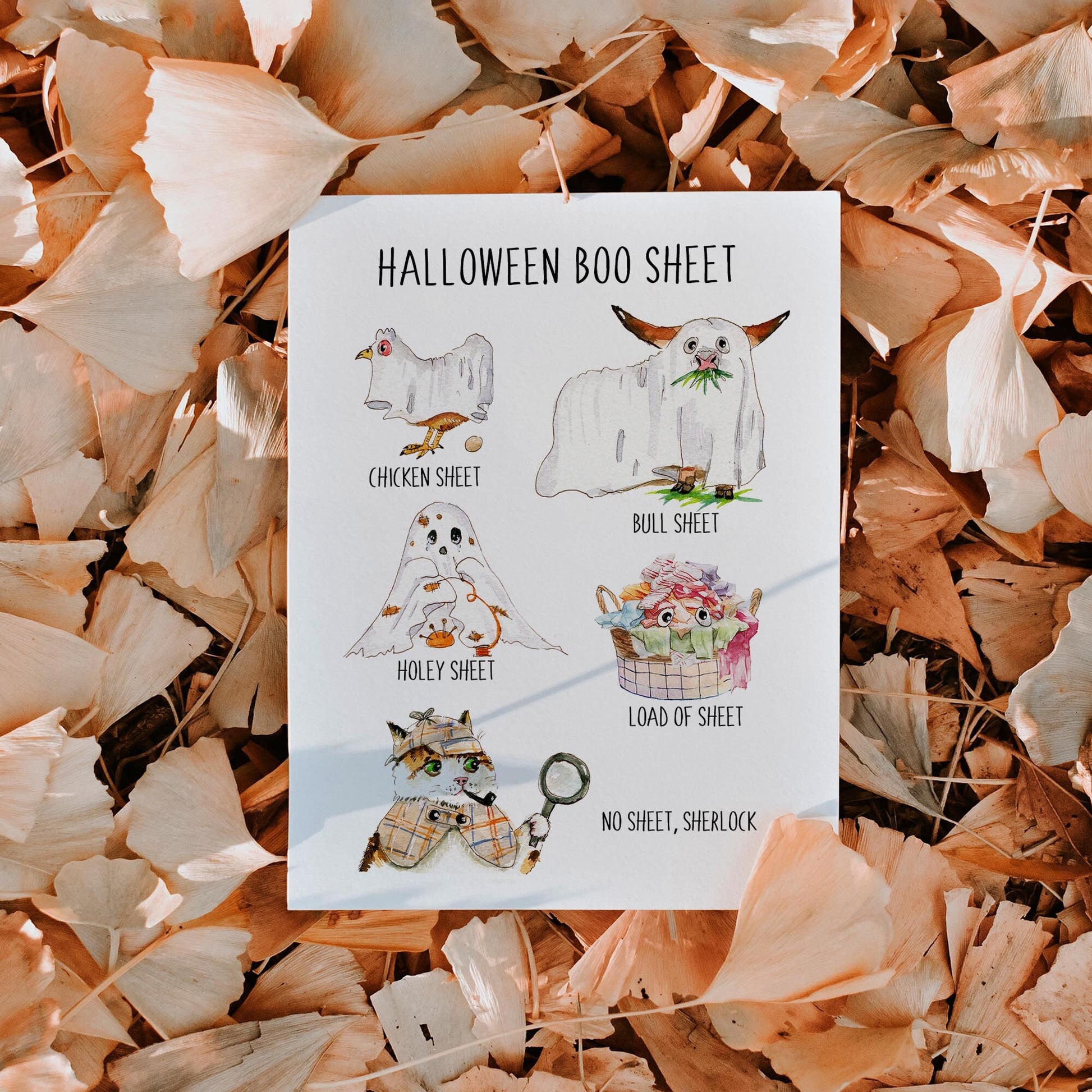 Boo Sheet Funny Halloween Cards Set - Costume Party Halloween Card - Ghost Spooky Season Gifts For Her