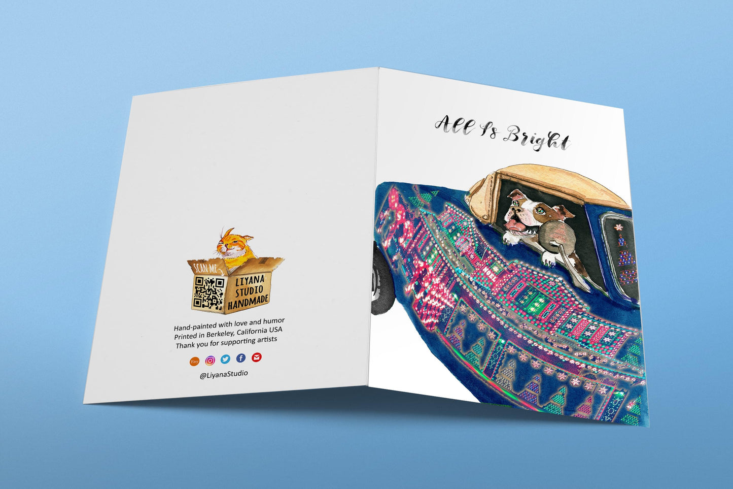 Dog Funny Hanukkah Cards Set - Winter Wonderland Holiday Chanukah Cards For Dog Lovers - Handmade Greeting Cards By Liyana Studio