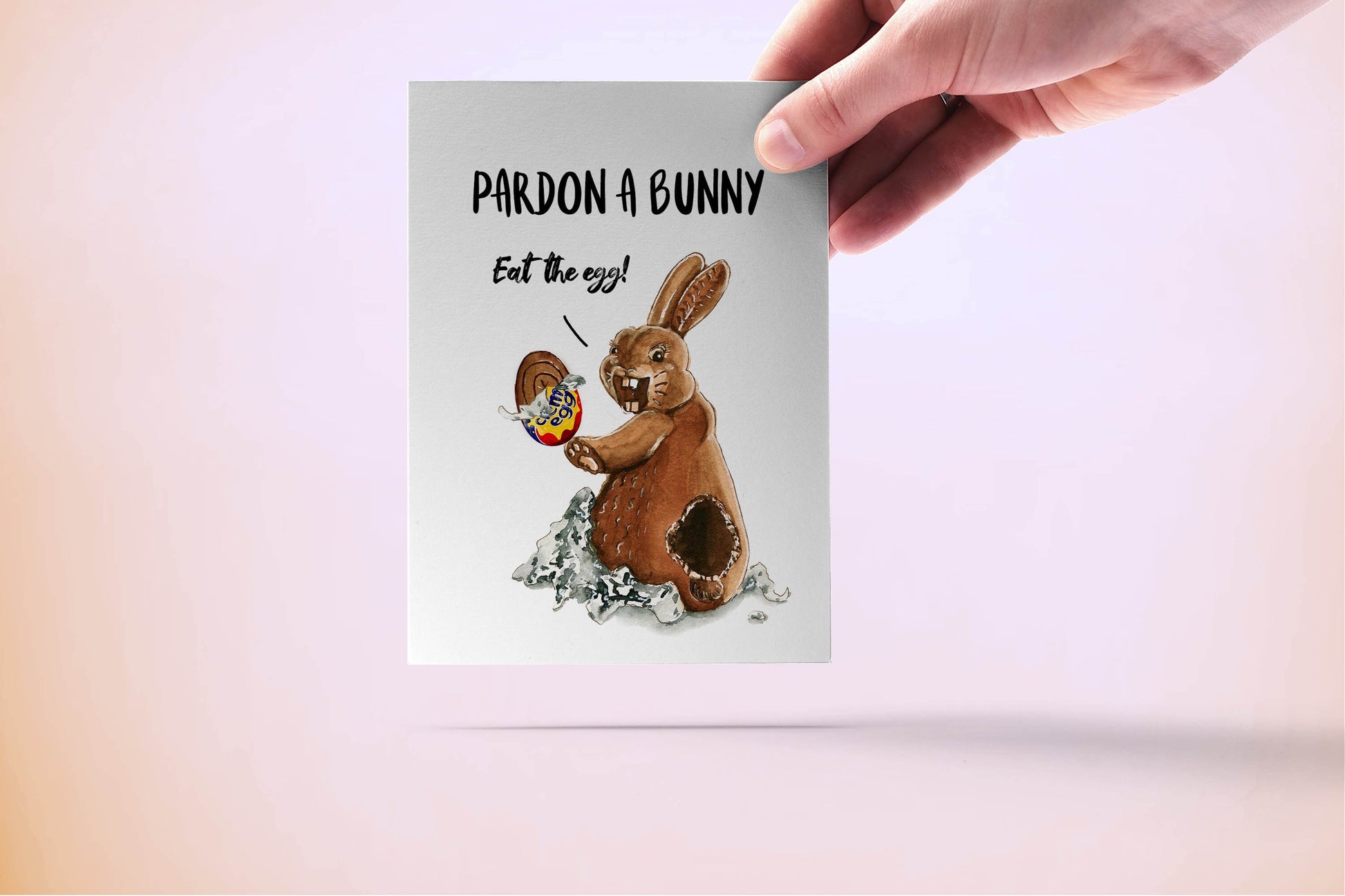 Chocolate Bunny Easter Cards For Kids - Easter Egg Funny Easter Card For Friends - Liyana Studio Greeting Cards Handmade