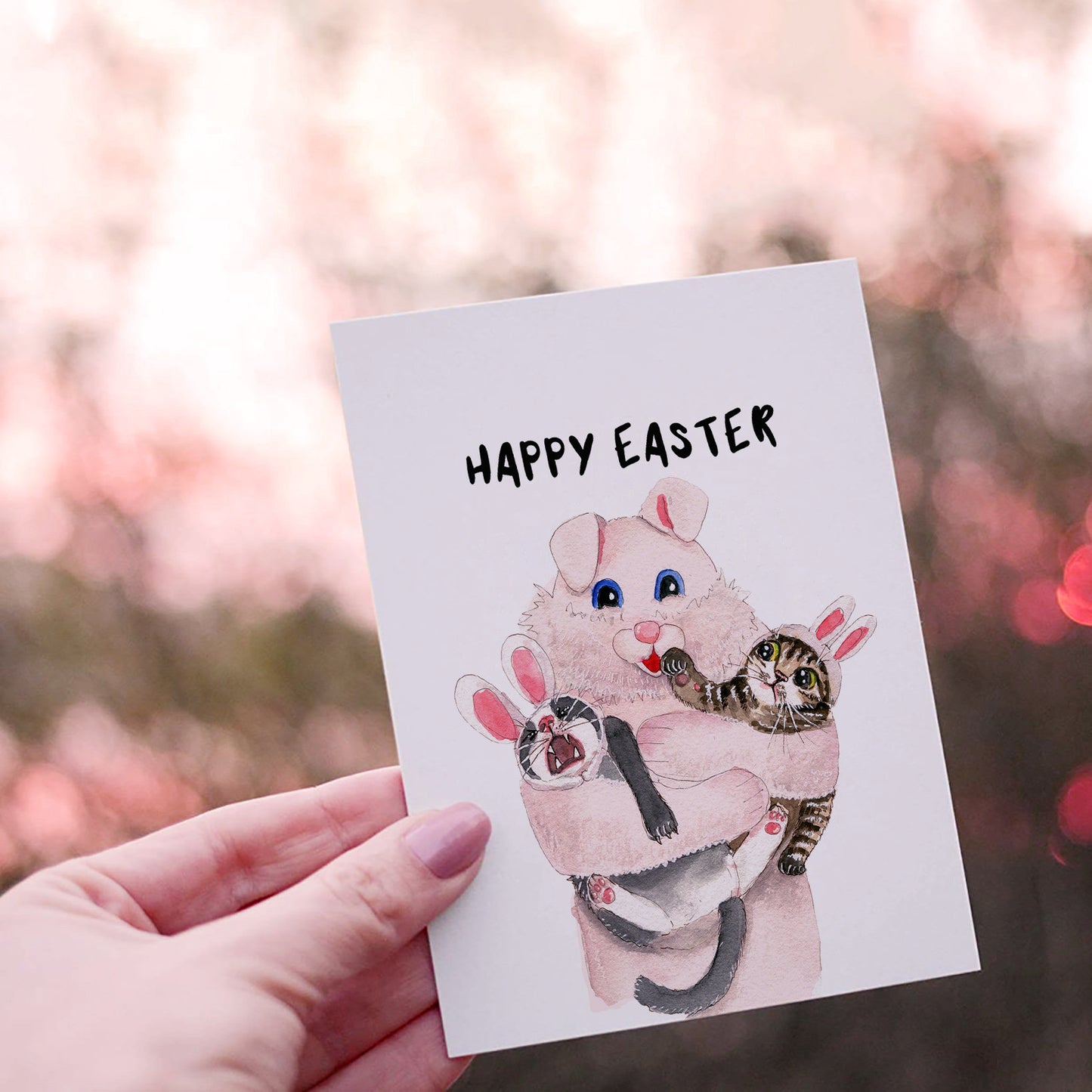 10 Happy Easter Cards Pack - Easter Bunny Egg Basket Gifts- Spring Greeting Card Pack For Kids - Liyana Studio Greeting Cards Handmade