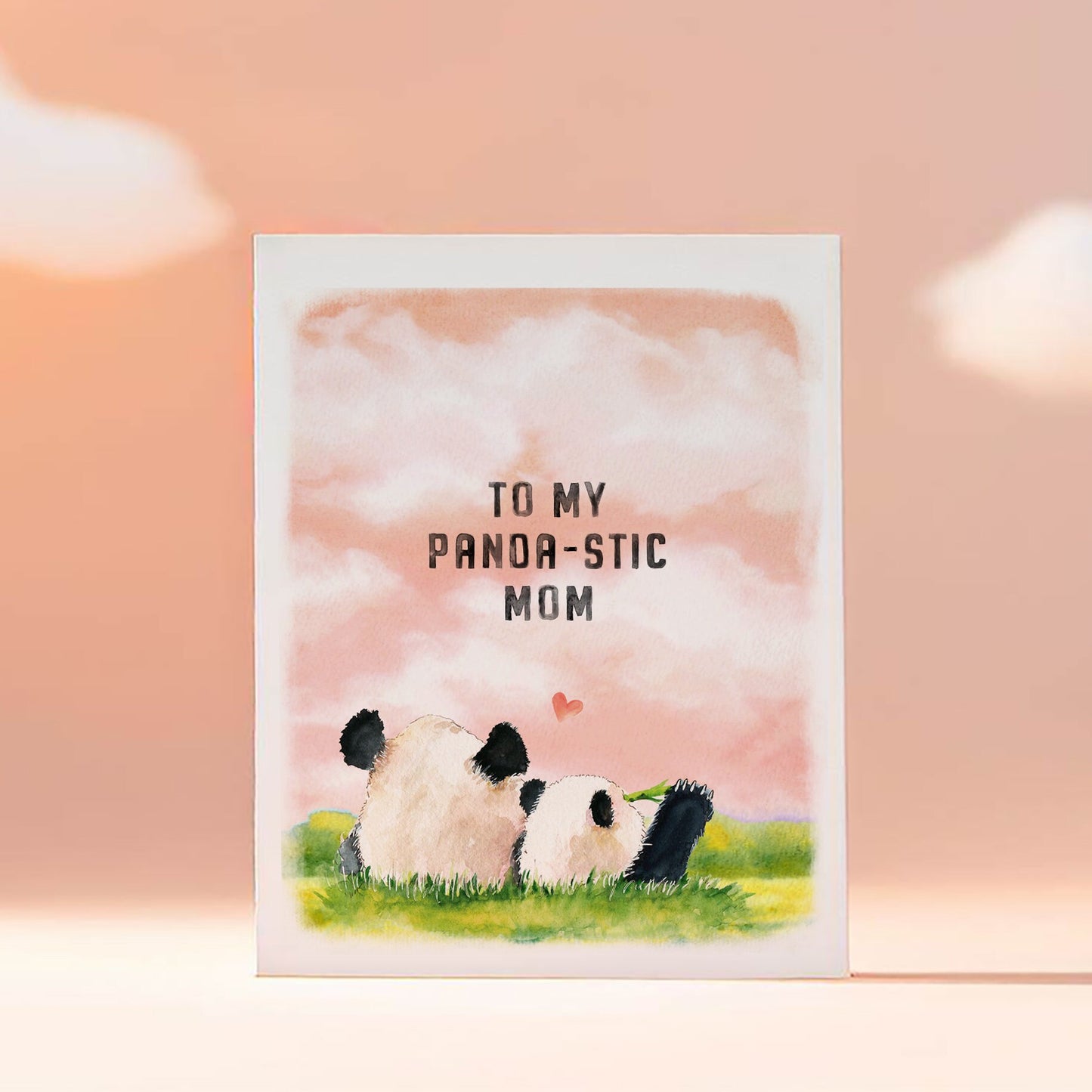 To My Panda-stic Mom Card - Panda Mom And Baby Mother's Day Card Funny - Mom Birthday Card From Daughter - Liyana Studio Greeting Cards