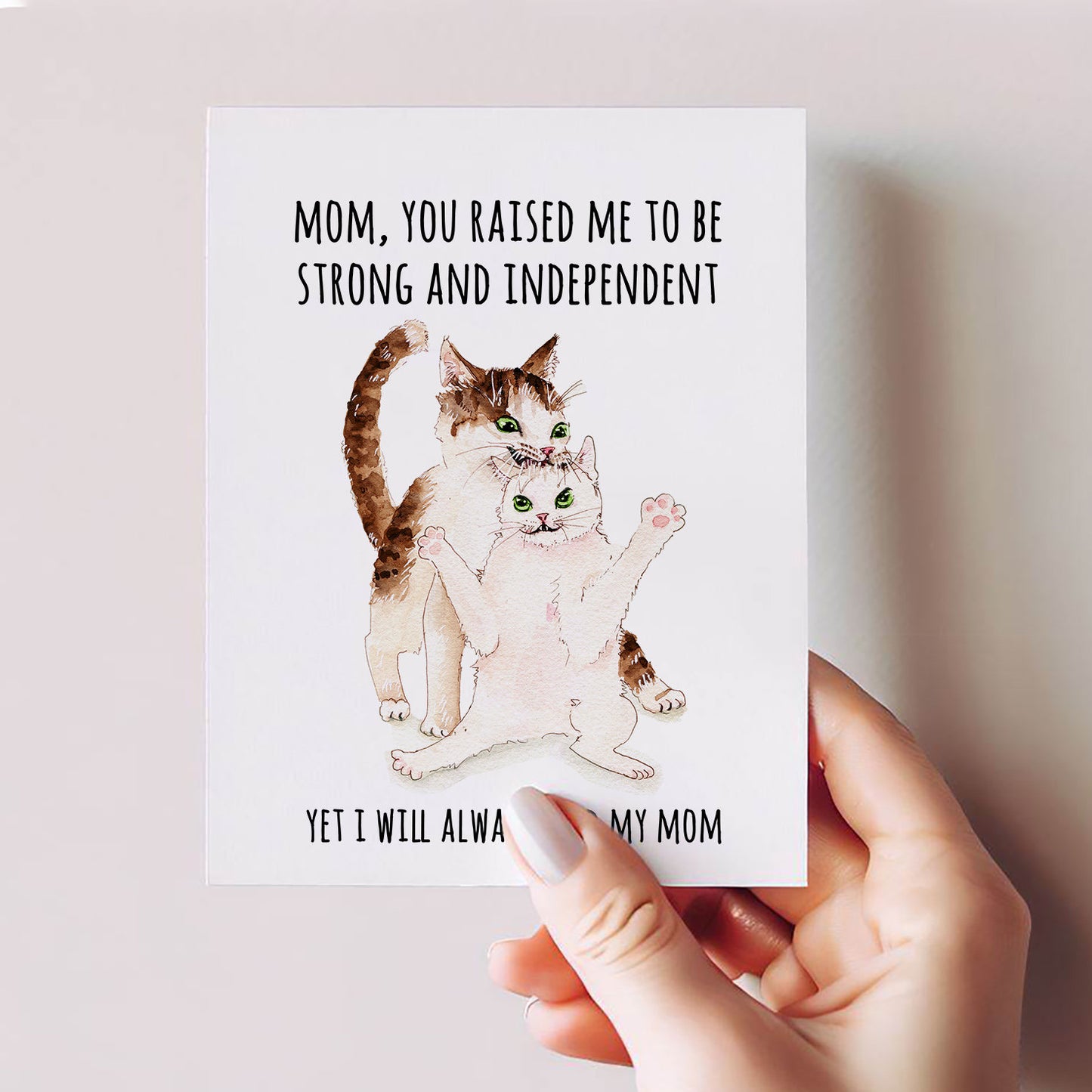 Cat Mom And Daughter Mothers Day Card Funny - Best Mom Birthday Card From Daughter Son - Liyana Studio Greeting Card Handmade