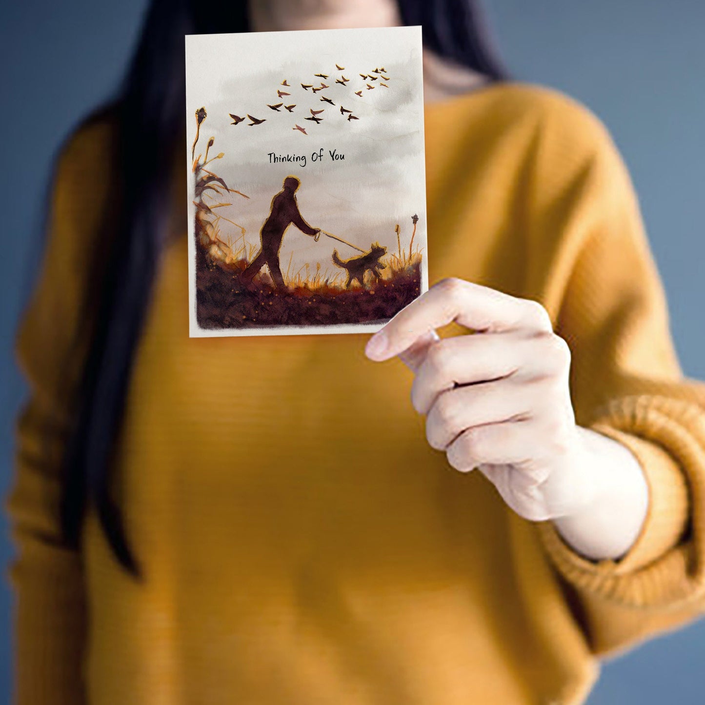 Sunset Walking Dog Sympathy Card - Loss Of Dog Thinking Of You Card For Dog Lover - Handmade Card By Liyana Studio Greeting