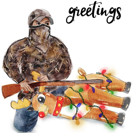 Deer Hunting Christmas Card Funny - Open Season Hunter Holiday Card For Boyfriend - Liyana Studio Handmade Card