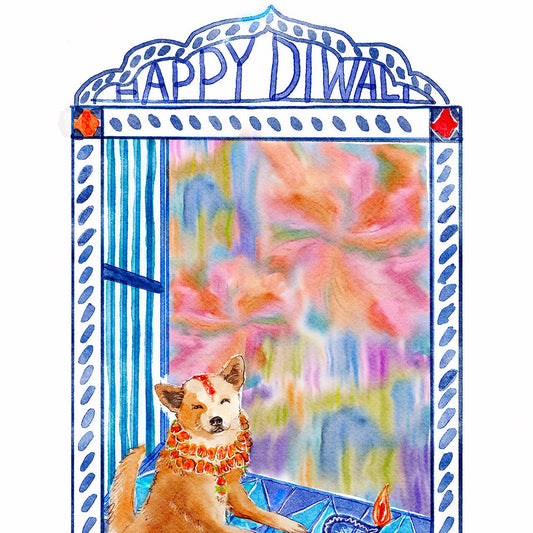 Fireworks Windows Festival Of Lights Happy Diwali Cards - Diwali Gifts Holiday Cards - Handmade Cards By Liyana Studio Greeting