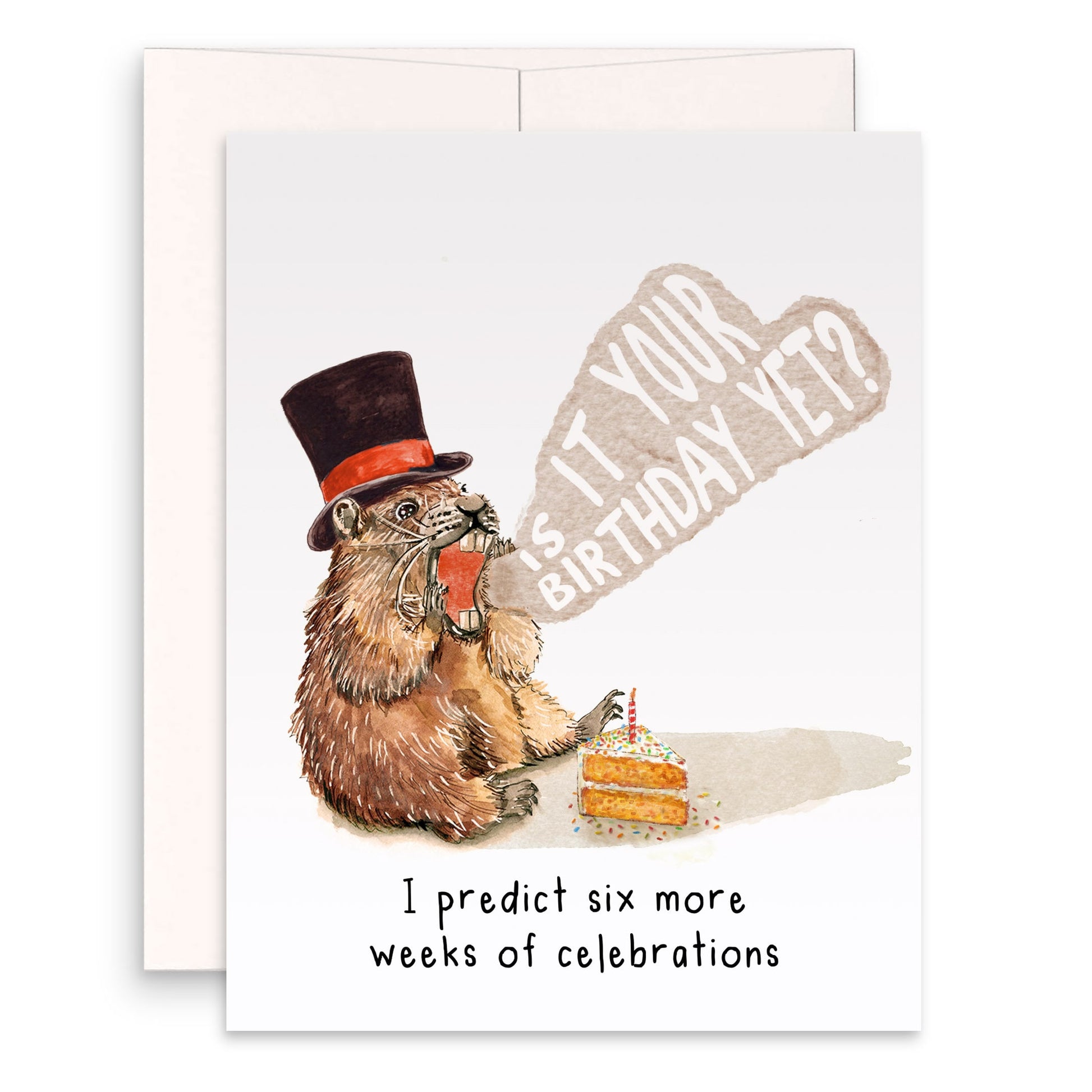 Groundhog Birthday Cards Funny - Groundhog Day Gift For Friend - Liyana Studio Handmade Greeting Card