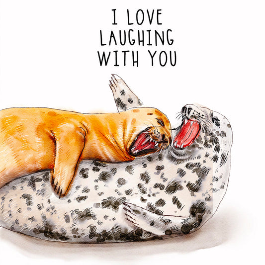 Laughing Seal Funny Valentines Day Card For Boyfriend - Beach Wedding Anniversary Card For Husband