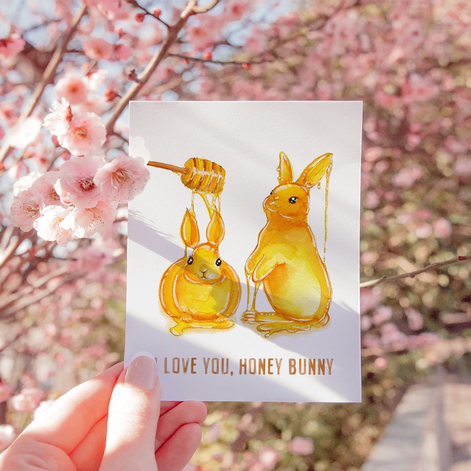 Honey Bunny Love Card For Husband - Cute Valentine Cards For Rabbit Lover Gift