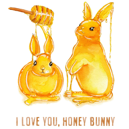 Honey Bunny Love Card For Husband - Cute Valentine Cards For Rabbit Lover Gift