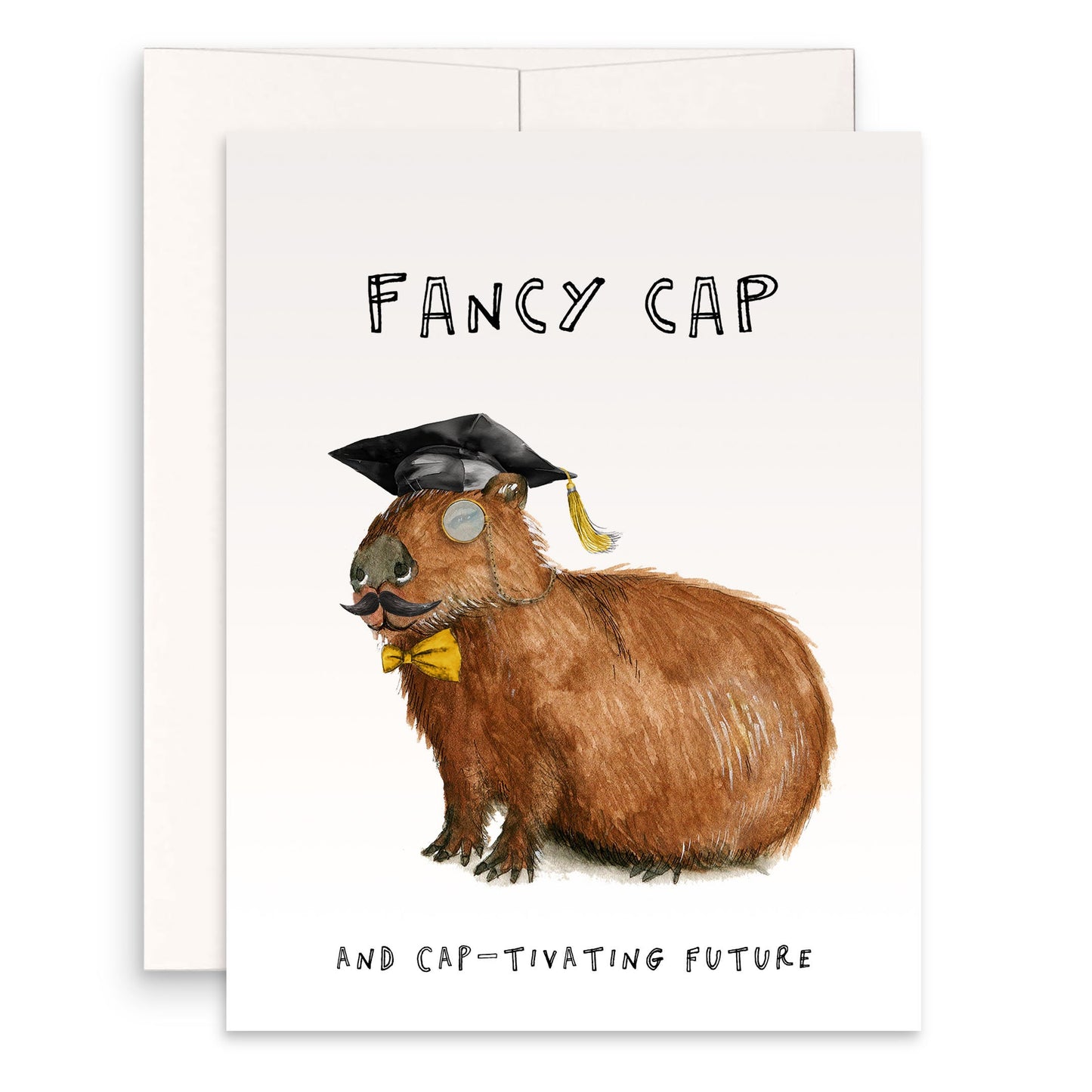 Fancy Capybara Funny Graduation Card 2024 - Doctorate Tam PHD Graduation Cards - Liyana Studio Handmade Greeting Cards