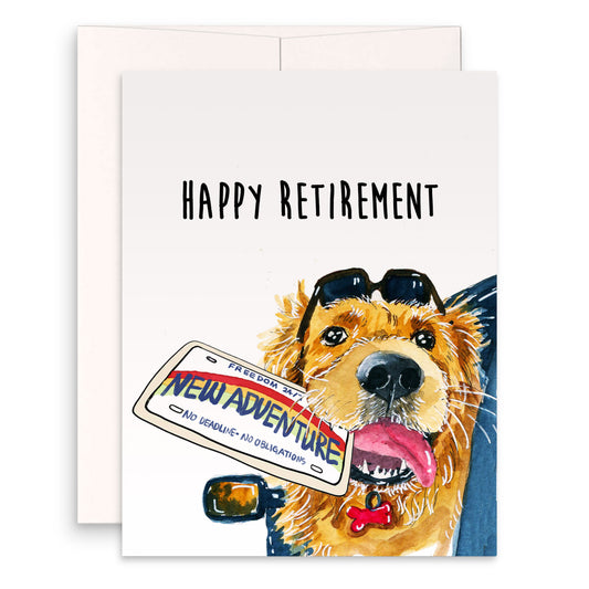 Golden Dog Retirement Adventure  Greeting & Note Cards